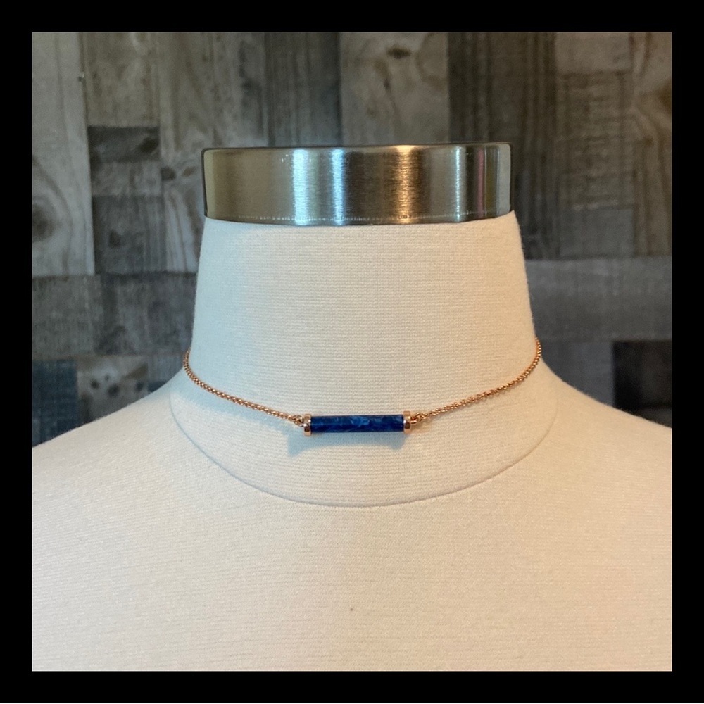 NWT! J.Crew rose gold blue lapis pendant necklace academia resortwear old money